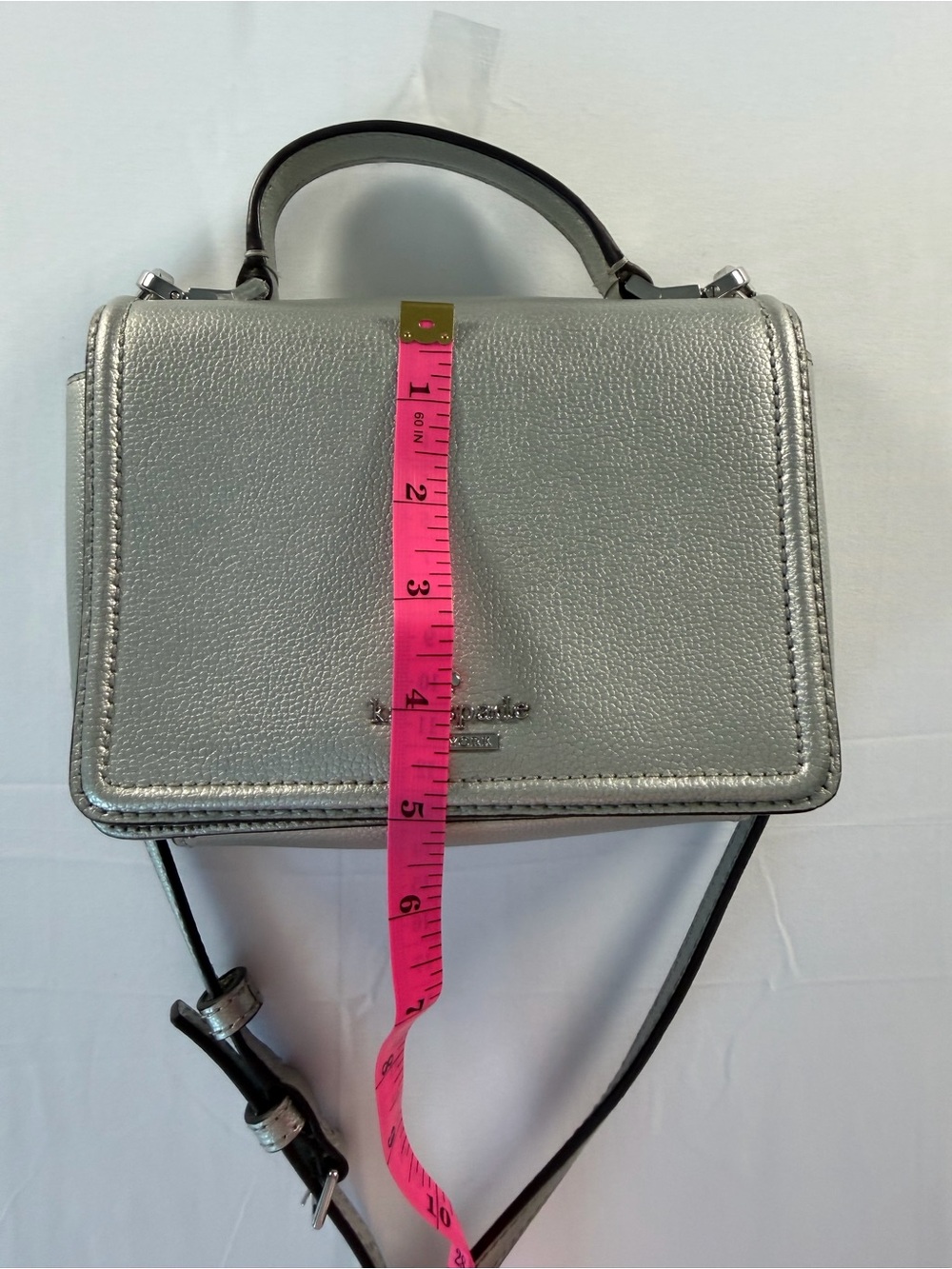 Kate Spade Metallic Silver Massie Patterson Crossbody with removable strap - Picture 7 of 10
